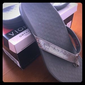 Silver flat thong sandal
